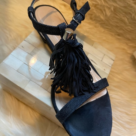 Club Monaco Denim/Suede Tassel Sandals - Picture 4 of 5